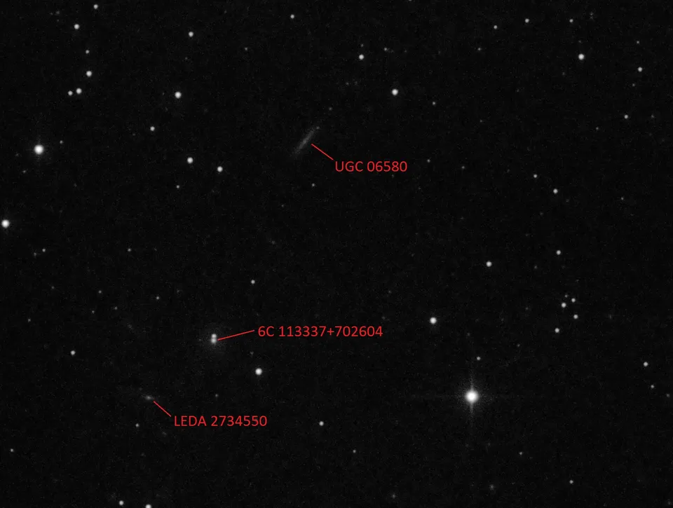 6C 113337+702604 [Annotated]: astrophotograph by Pete Lawrence