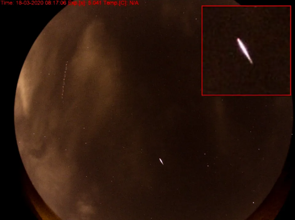 Meteor - 2020-03-19: astrophotograph by Pete Lawrence