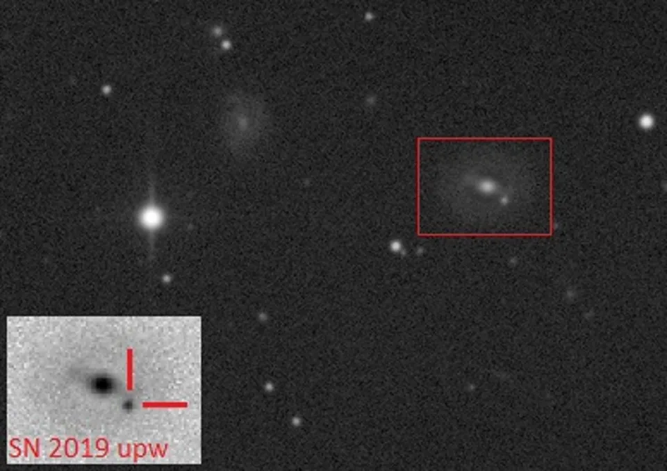 Supernova SN 2019 upw: astrophotograph by Pete Lawrence